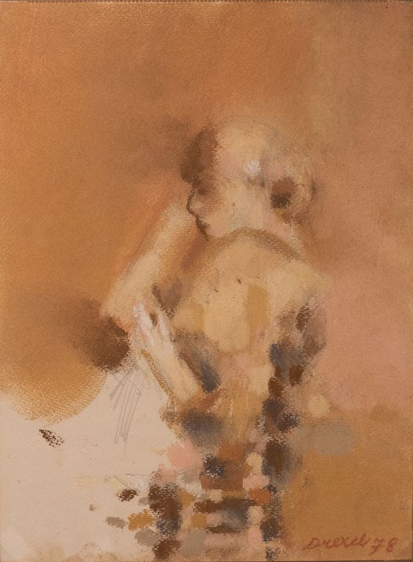 Norbert Drexel "Sitzende Dame 1978" - Pastell - 28 x 21 cm