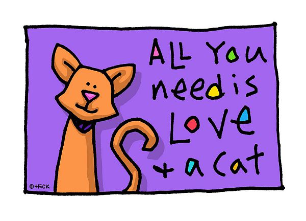 Ed Heck "All you need is love and a cat" - Fineart Print - 25 x 35 cm