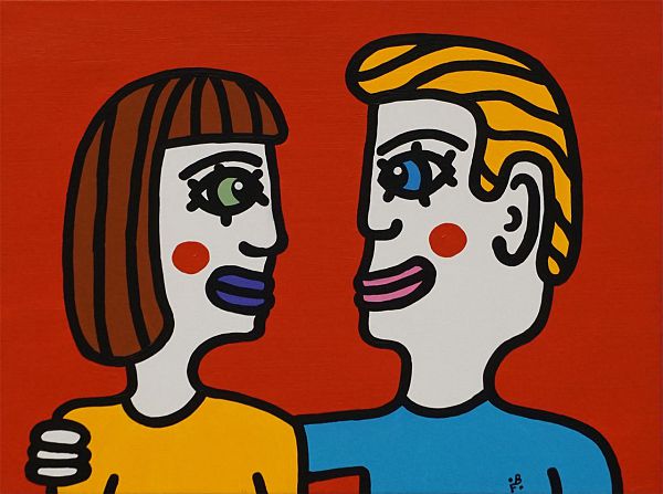 Franz Basdera "Zusammen ist es schön" Acryl auf Leinwand 40 x 50 cm