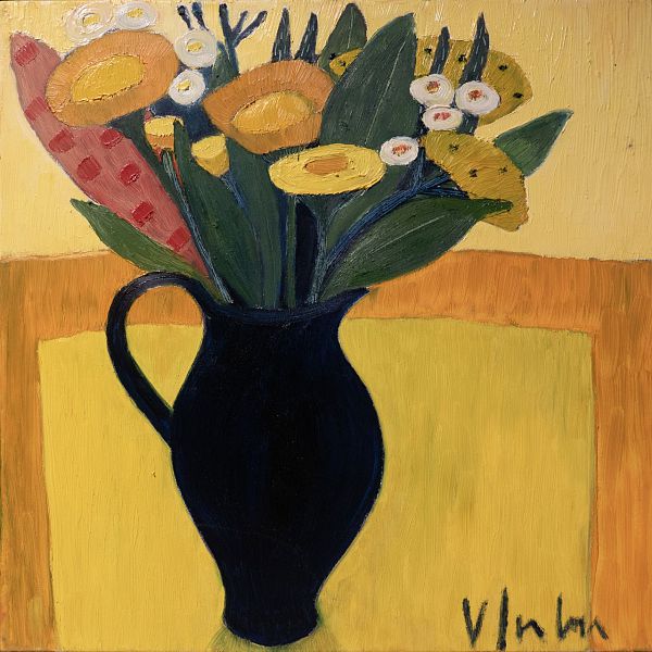 Veronika Gerber "Gelbes Blumenstilleben" - Öl auf Leinwand - 50 x 50 cm