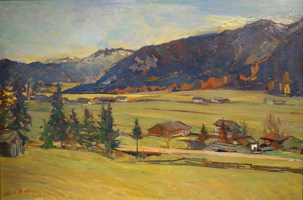 Gustav Bechler "Landschaft im Achenseegebiet" 1944, Öl auf Leinwand