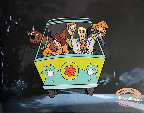 HANNA-BARBERA, SCOOBY DOO, THE GANG IN THE MYSTERY MACHINE, LIMITED EDITION ANIMATION CEL