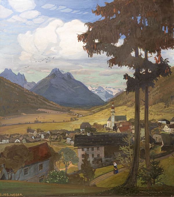 Hans Weber-Tyrol "Plakatenwurf zur Stubaitalbahn 1904" - Tempera - 59 x 52cm