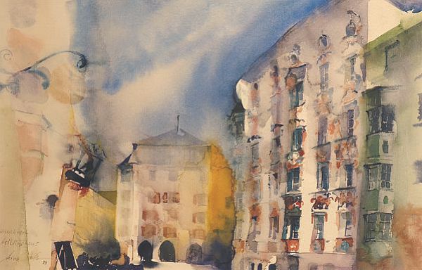 Heinz Hofer "Helblinghaus" 1999 - Aquarell - 50 x 65 cm