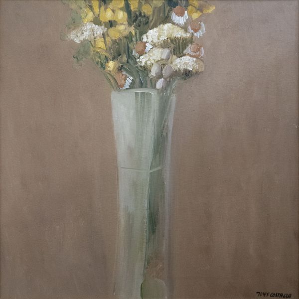 Josef Costazza "Blumenstück, 2002" - Öl auf Leinwand - 50 x 50 cm