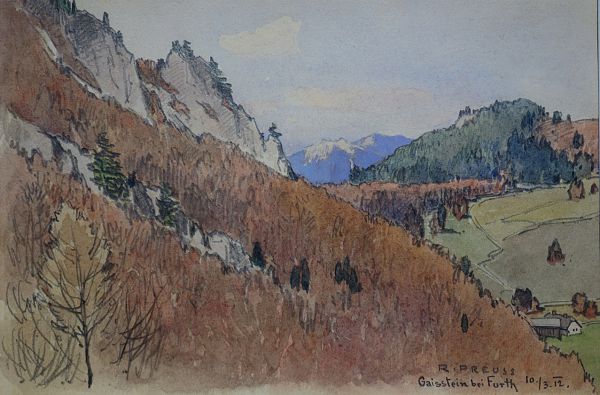 Rudolf Preuss "Gaisstein bei Furth" 1912 - Aquarell