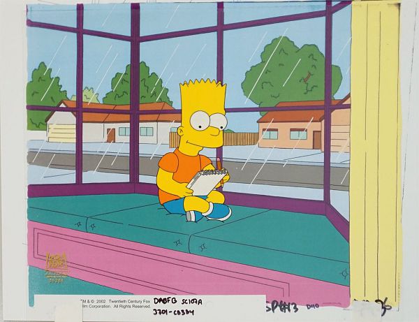 The Simpsons "I m Furious, Bart reads" Original Production Cel,  27 x 33 cm