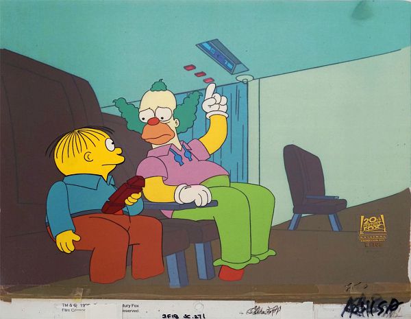 The Simpsons "22 Short films about Springfield (Krusty)" Original Production Cel 28 x 36 cm