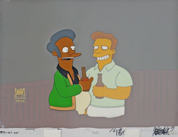 The Simpsons "A fish called Selma (Apu holding a beer)" Original Production Cel 28 x 36 cm