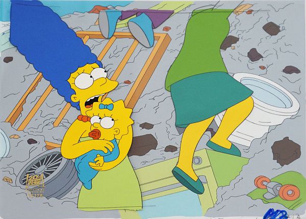 The Simpsons "A Tale of two Springfields (Marge holding Maggie)" Original Production Cel 28 x 36 cm