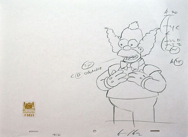 The Simpsons "Bart after dark (Krusty)" Original Pencil Drawing 28 x 36 cm