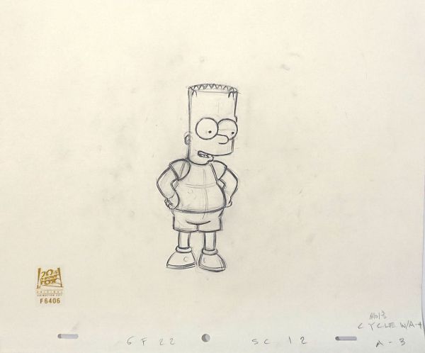 The Simpsons "Bart the Mother" Original Pencil Drawing 28 x 36 cm