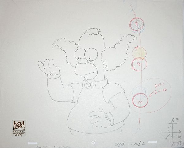 The Simpsons, Burns` Heir, Krusty,Original Pencil Drawing, 21 x 29 cm web