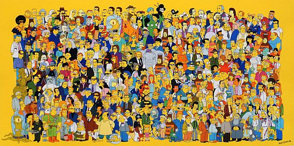 The Simpsons "Cast of characters" Sericel 50 x 76 cm