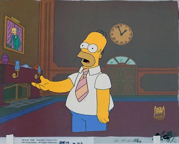 The Simpsons "Homer at Mr. Burns House" Original Production Cel 28 x 36 cm