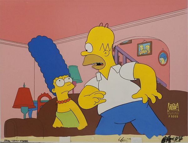 The Simpsons "Homer Badman (Marge and Homer)" Original Production Cel 28 x 36 cm