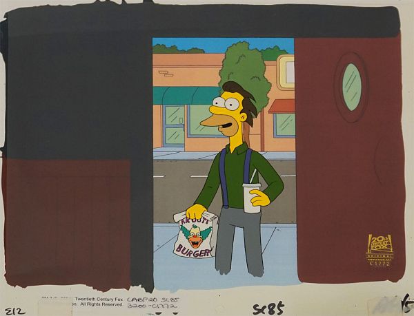 The Simpsons "Homer the Moe", Lenny" Original Production Cel 27 x 33 cm