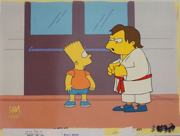 The Simpsons "Homer vs Patty and Selma (Bart and Nelson)" Original Production Cel 28 x 36 cm