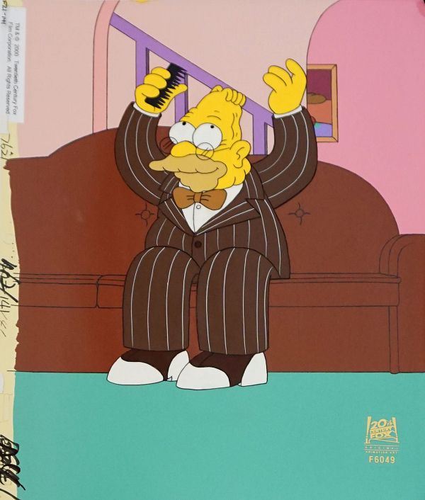 The Simpsons "Lady Bouviers Lover, Grandpa" Original Production Cel, 27 x 33 cm