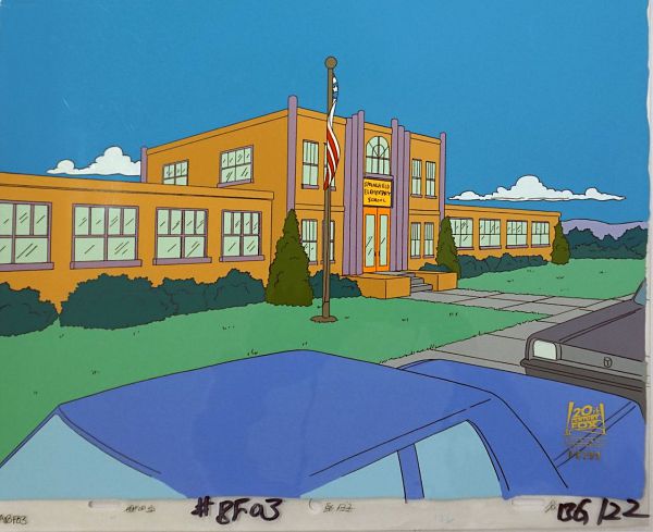 The Simpsons "Lisa Gets an A Springfield School" Original Production Cel 28 x 36 cm