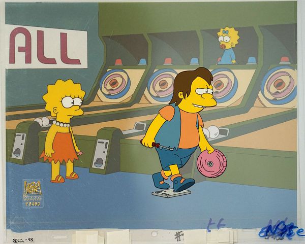 The Simpsons "Lisa Maggie and Nelson" Original Production Cel, 27 x 33 cm