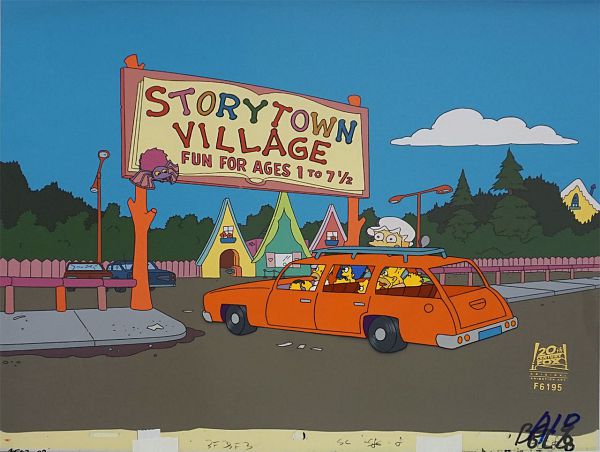 The Simpsons "Lisa the vegetarian (Family in car)" Original Production Cel 28 x 36 cm