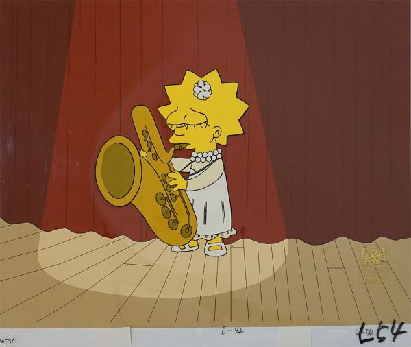 The Simpsons "Lisa's pony Lisa plays Saxophone" Original Production Cel 28 x 36 cm