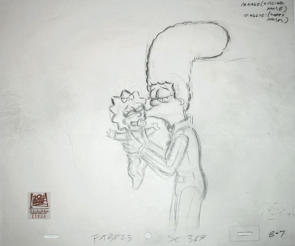 The Simpsons, Marge kisses Maggie, Original Production Drawing, 21 x29 cm web