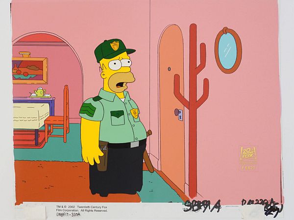 The Simpsons, Poppas got a brand new Badge, Homer as Policeman, Original Production Cel, 27 x 33 cm web