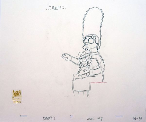 The Simpsons "Poppa's got a brand new badge" Original Pencil Cel 28 x 36 cm