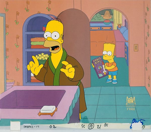 The Simpsons, She of little Faith, Bart and Homer in the Kitchen Original Production Cel, 27 x 33 cm web