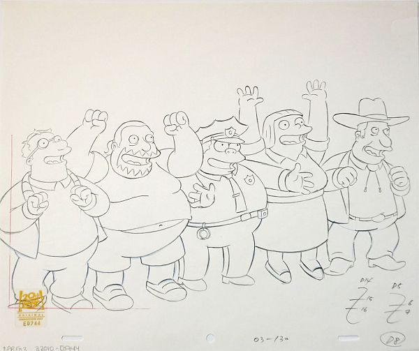 The Simpsons, Sweets and Sour Marge, The Policeman and Others, Original Pencil Drawing, 21 x29 cm web