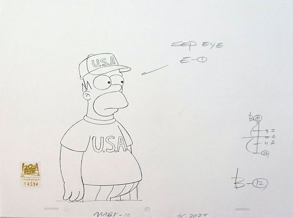 The Simpsons "The greatest story ever (Homer wearing a cap)" Original Pencil Drawing 28 x 36 cm