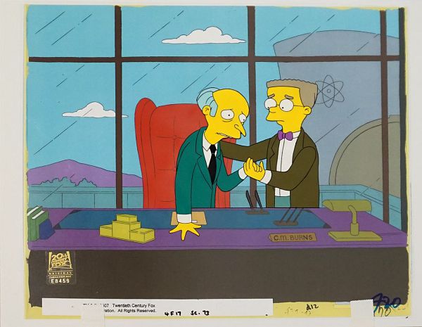 The Simpsons, The Old Man and Lisa, Mr. Burns and his Assistant, Original Production Cel, 27 x 33 cm web