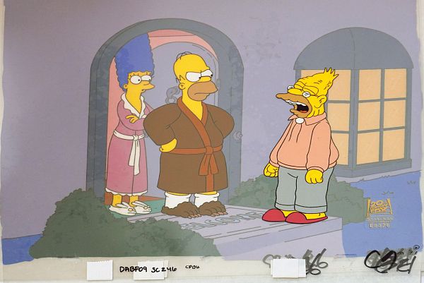 The Simpsons "The old man and the key - Grandpa yelling" Original Production Cel 31,5 x 27 cm