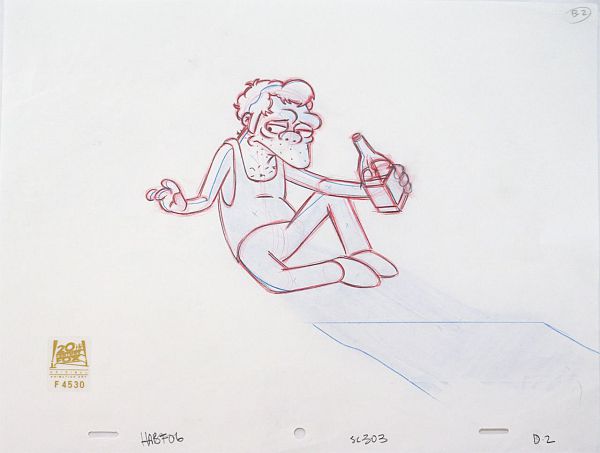 The Simpsons "The seemingly never-ending story (Moe)" Original Pencil Drawing 28 x 36 cm