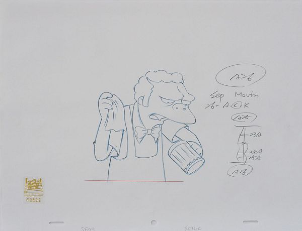The Simpsons "Trash of the Titans (Moe)" Original Pencil Drawing 28 x 36 cm