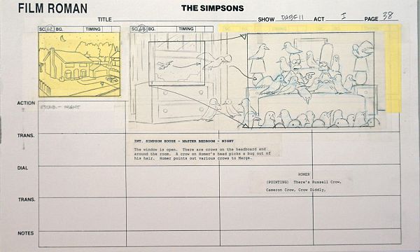 The Simpsons "Weekend at Burnsie`s" Storyboard 28 x 36 cm