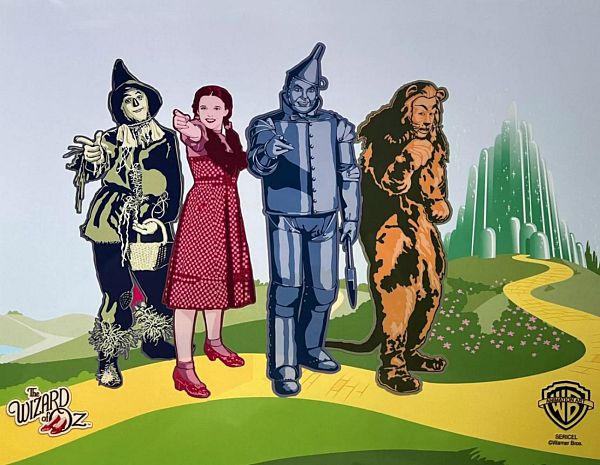 WARNER BROS, THE WIZARD OF OZ - DOROTHY, TINMAN, SCARECROW & THE LION, LIMITED EDITION ANIMATION CEL