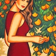 Ekaterina Moré "Orangengarten" Acryl auf Leinwand 100 x 80 cm