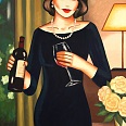 Ekaterina Moré "Red Wine Evening" Acryl auf Leinwand 70 x 100 cm