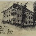 Ernst Nepo "Haus beim Natterer See" 1924 Kohle 20 x 30 cm