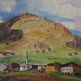 Josef Arnold "Bei Oberperfuss" Aquarell 38 x 51 cm