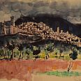 Max Spielmann "Assisi" 16. Oktober 1973 Aquarell 42 x 61 cm