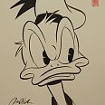 Ulrich Schröder "Donald Duck" sceptical side Japanische Reibetusche auf Papier 42 x 30 cm