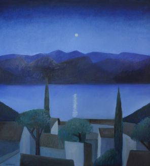 Josef Costazza "Abend am Gardasee" - Öl auf Leinwand - 100 x 90 cm