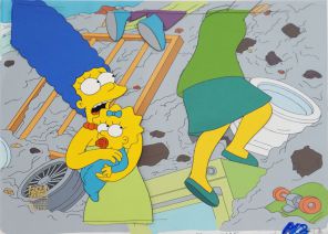 The Simpsons A Tale of two Springfields (Marge holding Maggie) Original Production Cel 28 x 36 cm web